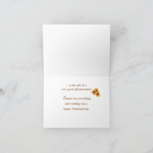 Thanksgiving SunflowerのPhlebotomist恵み カード (内部)