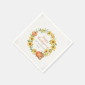 Thanksgiving Sunflowers and pumpkins スタンダードカクテルナプキン (角)