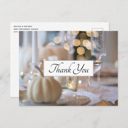 Thanksgiving Table Elegant Place Setting Thank You ポストカード (正面/裏面)