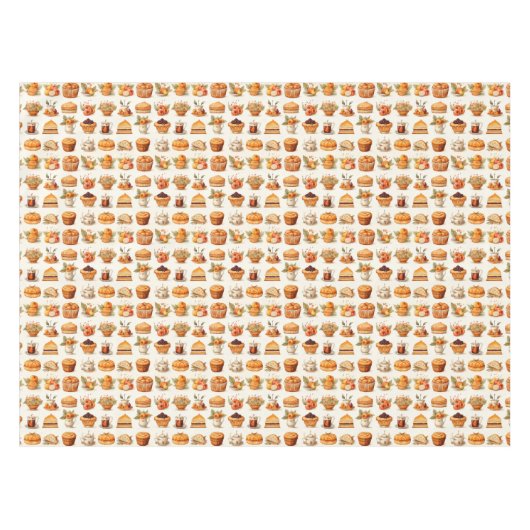 Thanksgiving Tablecloth Decor – Bread, Pie & Coffe テーブルクロス (正面(横))