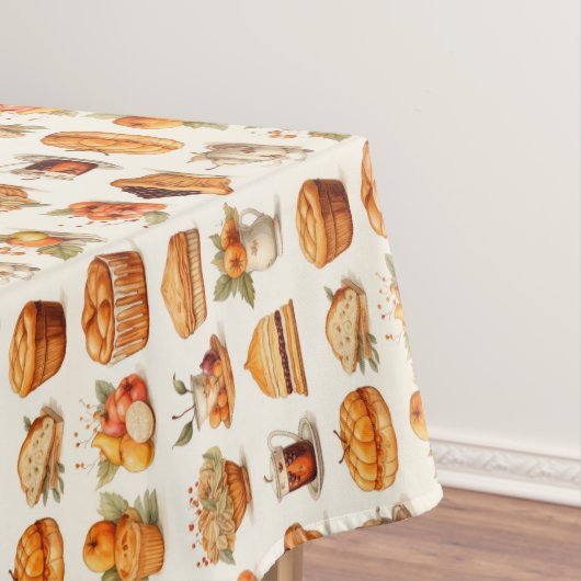 Thanksgiving Tablecloth Decor – Bread, Pie & Coffe テーブルクロス (インサイチュ)