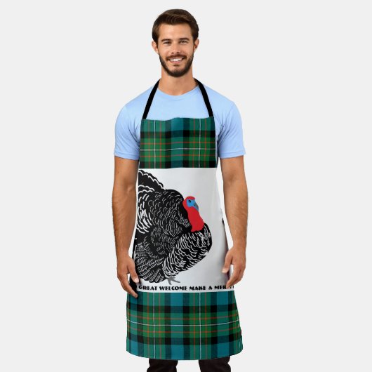 Thanksgiving tartan turkey Apron エプロン (着用した状態)