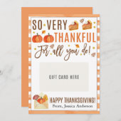 Thanksgiving Teacher Appreciation Gift Card Holder 招待状 (正面/裏面)