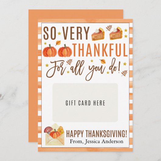 Thanksgiving Teacher Appreciation Gift Card Holder 招待状 (正面/裏面)