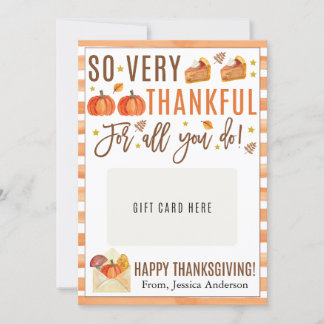 Thanksgiving Teacher Appreciation Gift Card Holder 招待状