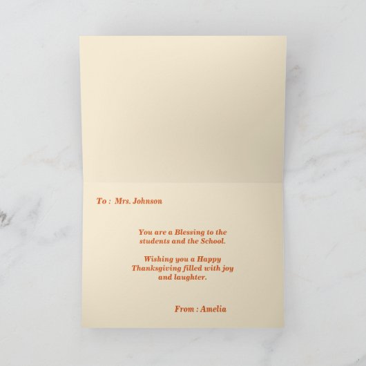 Thanksgiving Teacher Stamp Collage | Fall カード (内部)