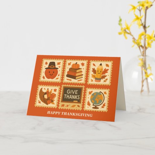 Thanksgiving Teacher Stamp Collage | Fall カード (黄色い花)