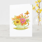 Thanksgiving Teacup Beautiful Day Blessings Card カード (黄色い花)