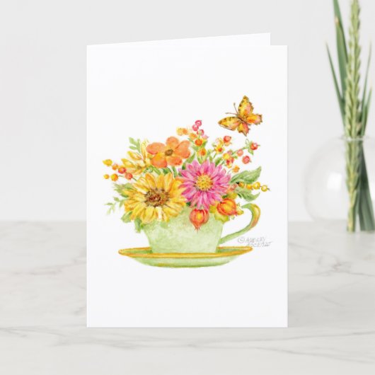 Thanksgiving Teacup Beautiful Day Blessings Card カード (正面)