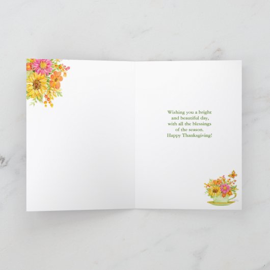 Thanksgiving Teacup Beautiful Day Blessings Card カード (内部)