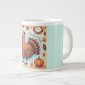 Thanksgiving,Thankful Vibes,Cute Turkey ジャンボコーヒーマグカップ (正面右)