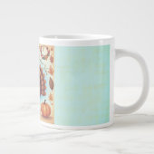 Thanksgiving,Thankful Vibes,Cute Turkey ジャンボコーヒーマグカップ (右)
