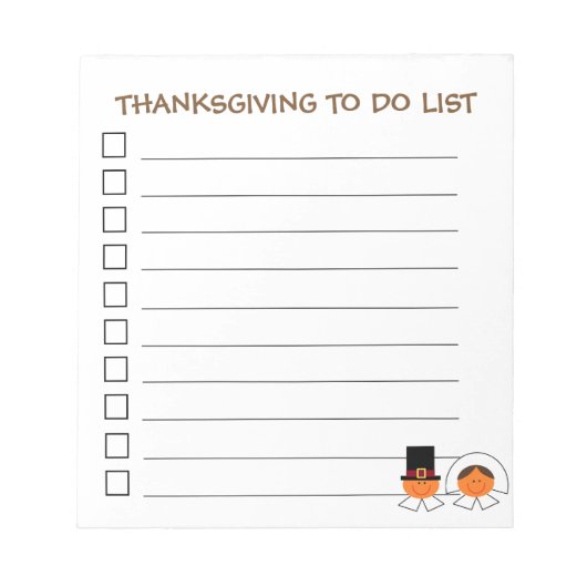 「Thanksgiving To Do List」メモ帳 ノートパッド (正面)