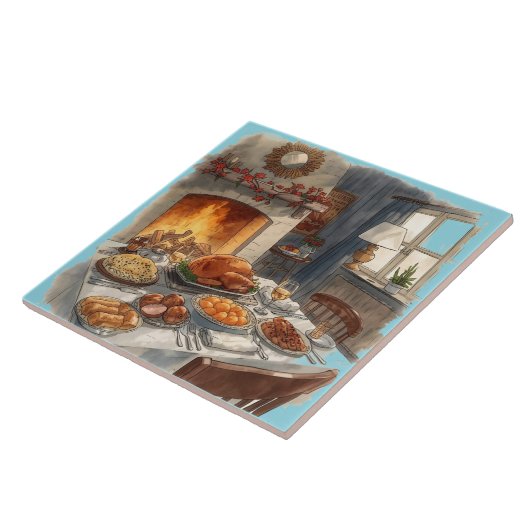 Thanksgiving,Traditional dishes, Autumn Table, タイル (側面)