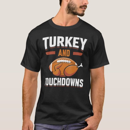 Thanksgiving Turkey and Touchdowns Football Men Bo Tシャツ (正面)