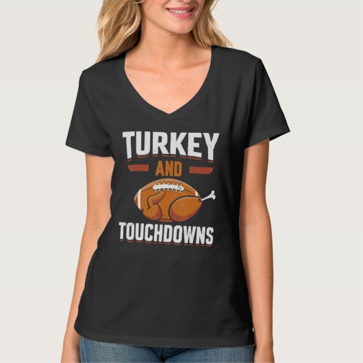 Thanksgiving Turkey and Touchdowns Football Men Bo Tシャツ (正面)
