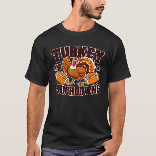Thanksgiving Turkey and Touchdowns Football Men Wo Tシャツ (正面)