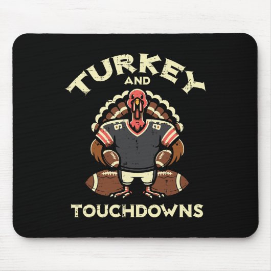 Thanksgiving Turkey And Touchdowns Footbyll Men Bo マウスパッド (正面)