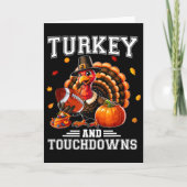 Thanksgiving Turkey And Touchdowns Footbyll Men Ki カード (正面)