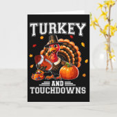 Thanksgiving Turkey And Touchdowns Footbyll Men Ki カード (黄色い花)