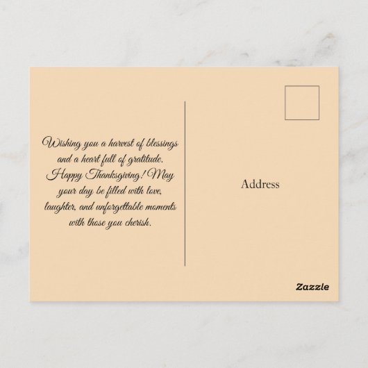 Thanksgiving Turkey Border ポストカード (裏面)