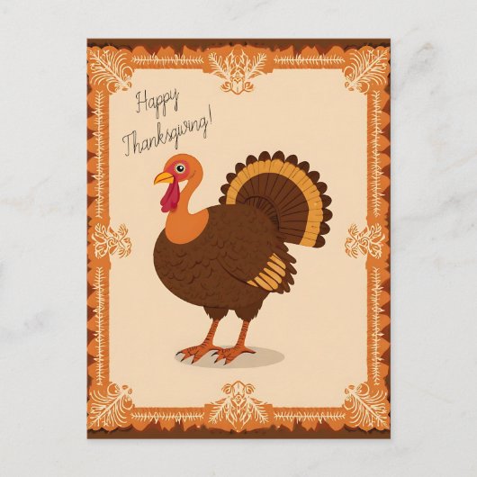Thanksgiving Turkey Border ポストカード (正面)