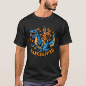 Thanksgiving Turkey Chicken riding dinosaurs Tシャツ (正面)