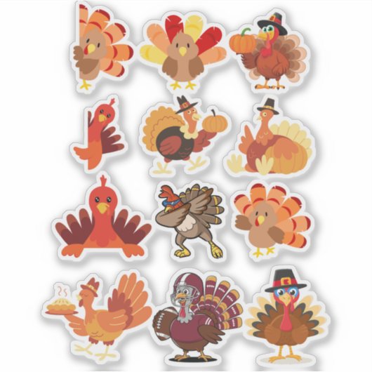 Thanksgiving Turkey Collage シール (正面)