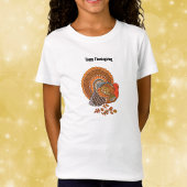Thanksgiving Turkey Colourful Feathers in Leaves Tシャツ
