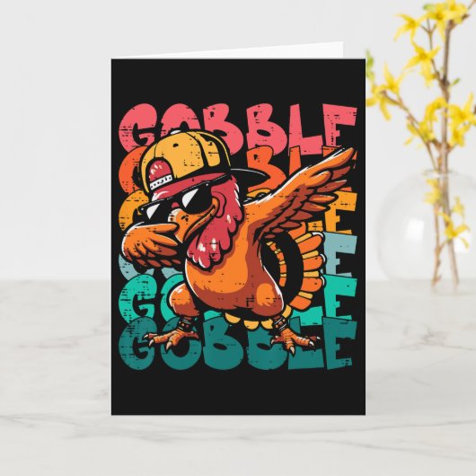 Thanksgiving Turkey Dab Gobble Funny Toddler Boys  カード (黄色い花)