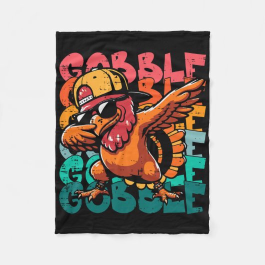 Thanksgiving Turkey Dab Gobble Funny Toddler Boys  フリースブランケット (正面)