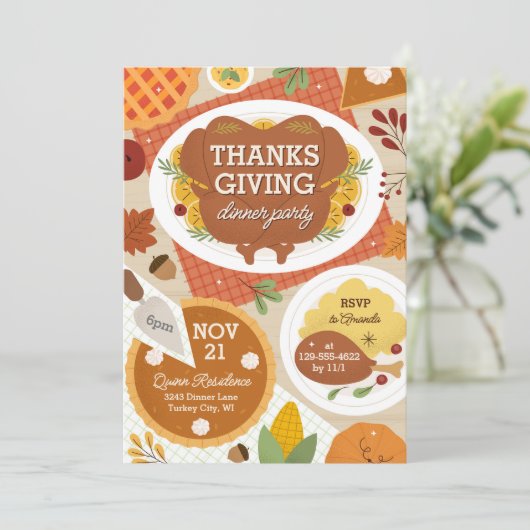 Thanksgiving Turkey Dinner Invitation 招待状 (スタンド正面)