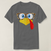 Thanksgiving Turkey Face Leopard Print Glasses Wom Tシャツ (デザイン正面)
