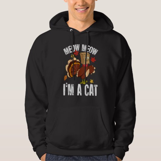 Thanksgiving Turkey Fake Cat for Men Women パーカ (正面)