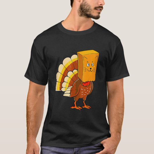 Thanksgiving Turkey Fake Cat Meow  Cat Thanksgivin Tシャツ (正面)