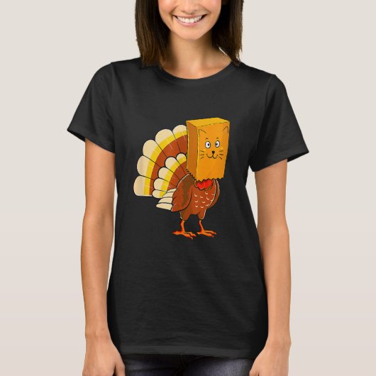 Thanksgiving Turkey Fake Cat Meow  Cat Thanksgivin Tシャツ (正面)