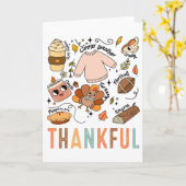 Thanksgiving Turkey Fall Thankful Graphic Familywo カード (黄色い花)