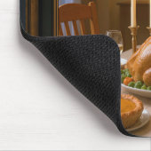 Thanksgiving Turkey Feast Scene in a Window マウスパッド (コーナー)