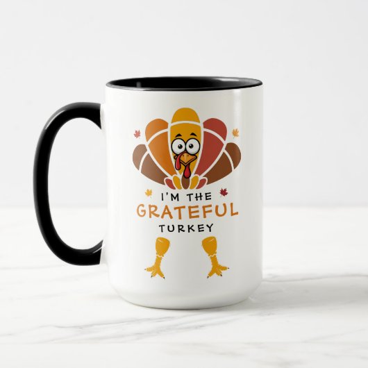 Thanksgiving Turkey Grateful Fall Friendsgiving マグカップ (左)