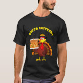 Thanksgiving Turkey holding Pizza Instead Men Wome Tシャツ (正面)
