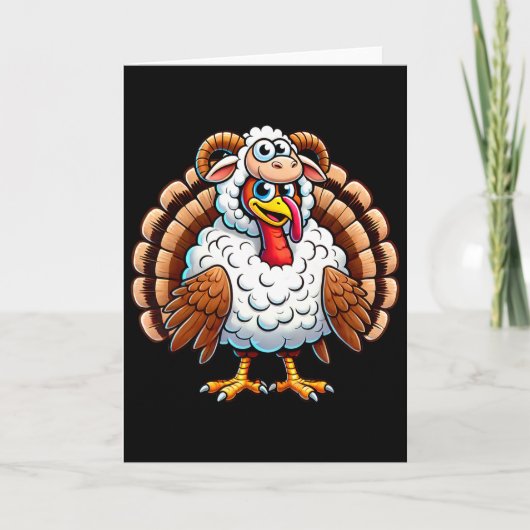Thanksgiving Turkey In Sheep Disguise Funny Holida カード (正面)