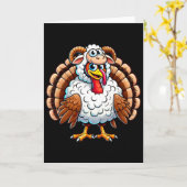 Thanksgiving Turkey In Sheep Disguise Funny Holida カード (黄色い花)
