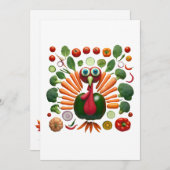 Thanksgiving Turkey Made of Vegetables 招待状 (正面/裏面)