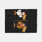 Thanksgiving Turkey No Thanks Grumpy Halloween Fun フリースブランケット (正面(横))