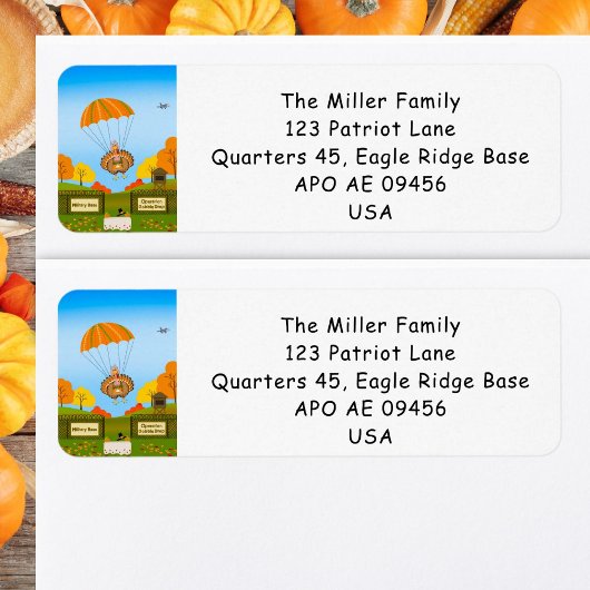 Thanksgiving Turkey Parachuting into Military Base ラベル