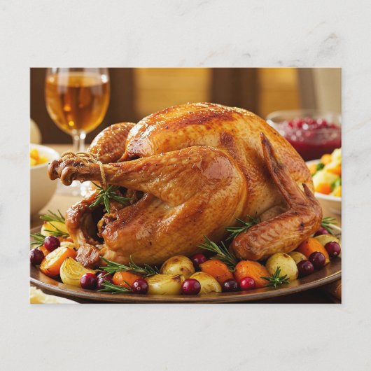 Thanksgiving Turkey Postcard Cozy Holiday Dinner シーズンポストカード (正面)