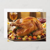 Thanksgiving Turkey Postcard Cozy Holiday Dinner シーズンポストカード (正面/裏面)