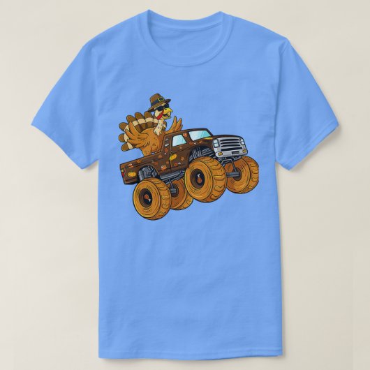 Thanksgiving Turkey Riding Monster Truck Boys Kids Tシャツ (デザイン正面)