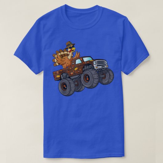 Thanksgiving Turkey Riding Monster Truck Boys Kids Tシャツ (デザイン正面)