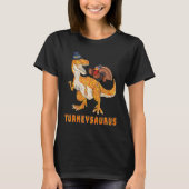 Thanksgiving Turkey Riding Saurus Dinosaur Turkey  Tシャツ (正面)